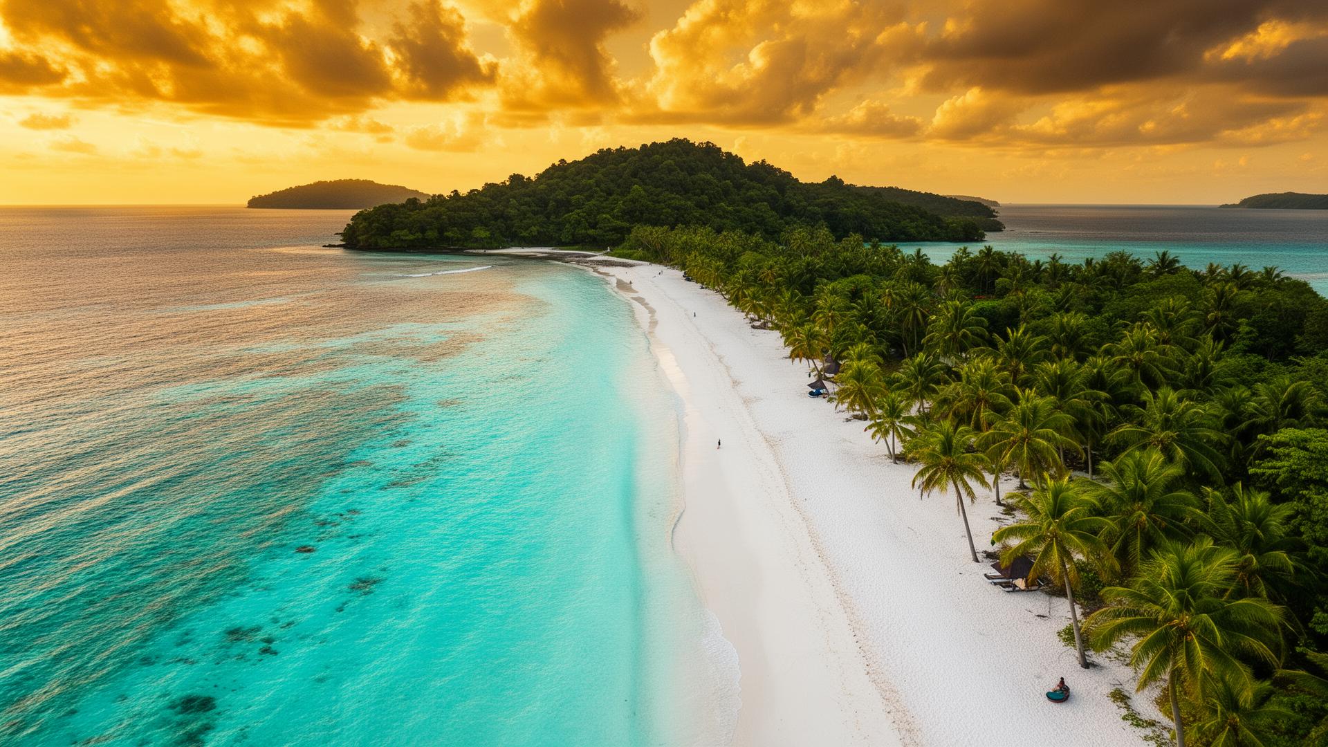 Pantai tropis Indonesia dengan air toska